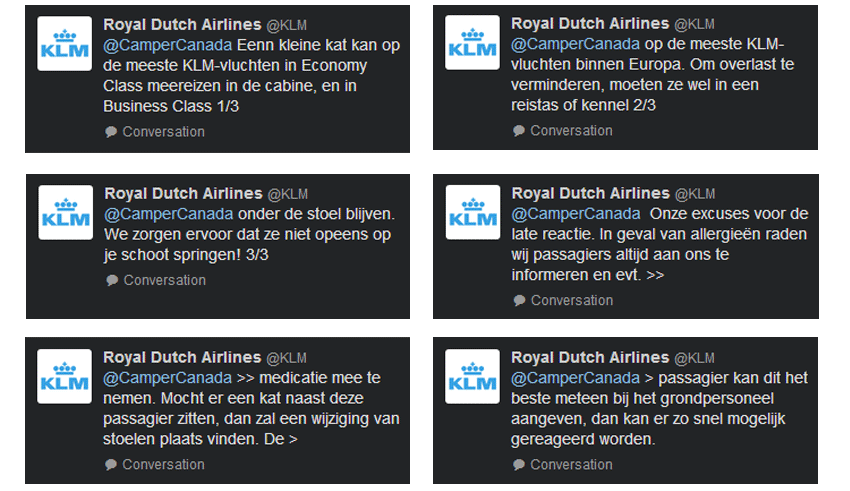 KLM twitter-kat
