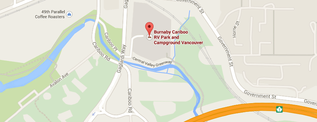 Burnaby Cariboo RV Park and Campground op Google maps